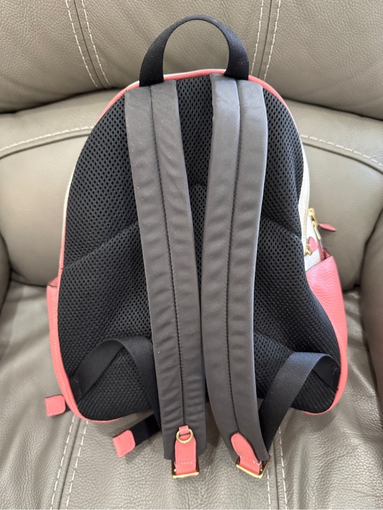 Coach White Signature Canvas Backpack with Pink Pocket and Trim main image 7